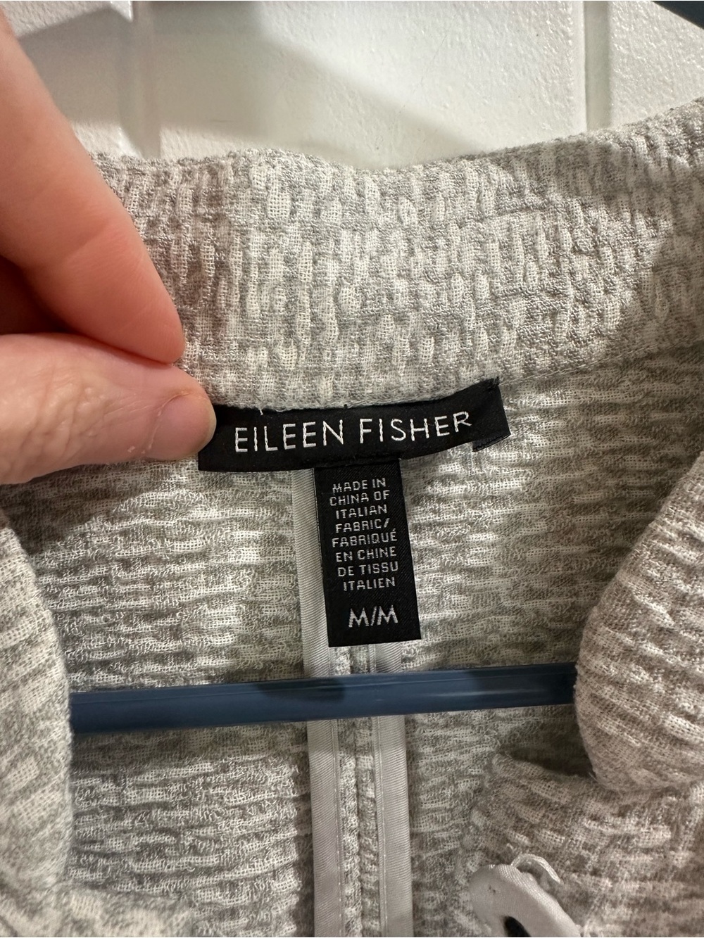 Eileen Fisher M Gray Textured Tencel Cotton Longline Jacket Italian Fabric - Picture 4 of 7